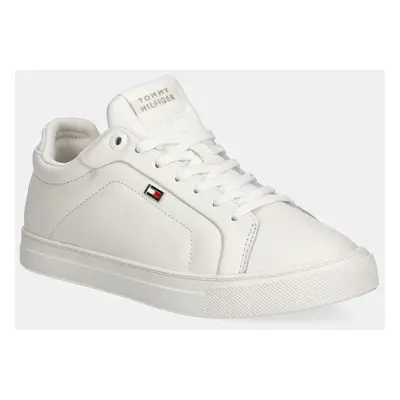 Kožené sneakers boty Tommy Hilfiger WOMENS ICON COURT SNEAKER FLAG béžová barva, FW0FW08327