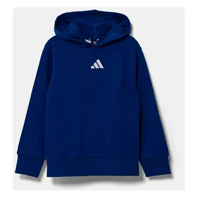 Dětská mikina adidas modrá barva, s kapucí, s potiskem, JE1370