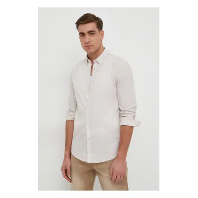 Košile Pepe Jeans PETER béžová barva, regular, s límečkem button-down, PM308269