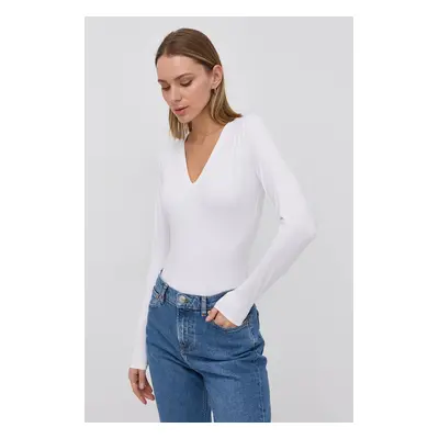 Funkční prádlo Spanx SLEEVE V-NECK BODYSUIT bílá barva, hladké