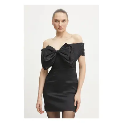 Šaty Bardot MINI BOW DRESS černá barva, mini, 54327DB2