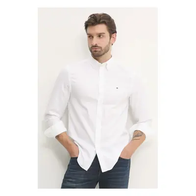 Bavlněná košile Tommy Hilfiger bílá barva, slim, s límečkem button-down, MW0MW37578