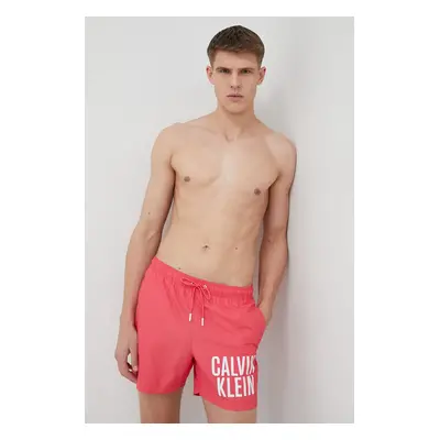 Plavkové šortky Calvin Klein růžová barva