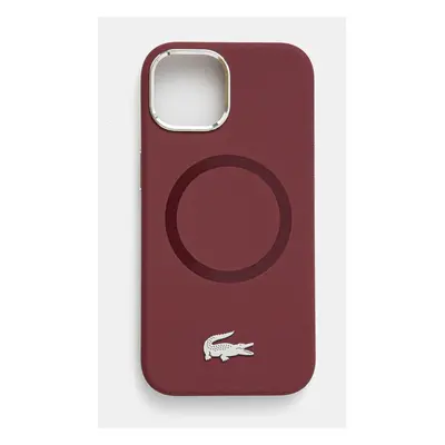 Obal na telefon Lacoste iPhone 15 6.1 vínová barva, LCHMP15SSMAR