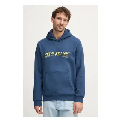 Mikina Pepe Jeans DYLAN HOODIE pánská, tmavomodrá barva, s kapucí, s aplikací, PM582755