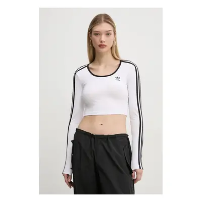 Tričko s dlouhým rukávem adidas Originals 3S LS CROP bílá barva, JD4625