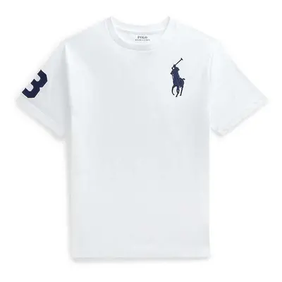 Dětské bavlněné tričko Polo Ralph Lauren bílá barva, s potiskem, 323832907037