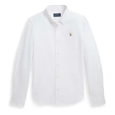 Dětská bavlněná košile Polo Ralph Lauren bílá barva