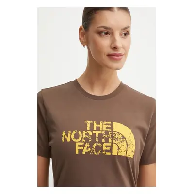 Bavlněné tričko The North Face Tee -Seasonal Logo Pack hnědá barva, NF0A89CT1OI1