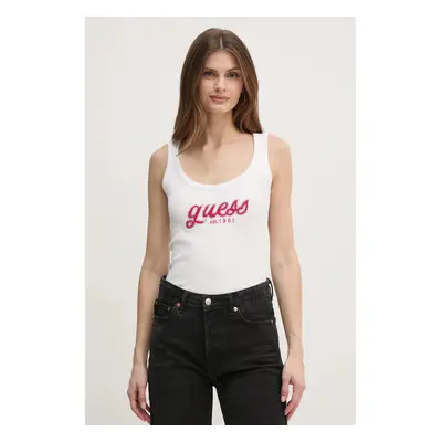 Top Guess CHENILLE dámský, bílá barva, W5RP03 KA0H1