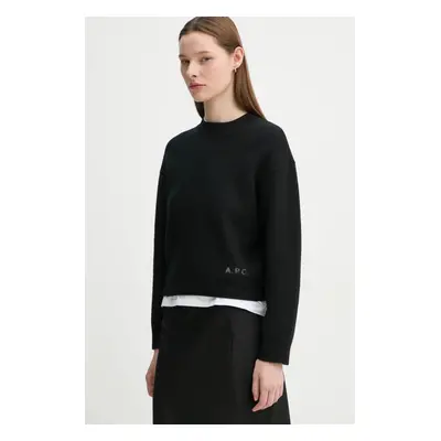 Vlněný svetr A.P.C. pull esther dámský, černá barva, WVBDK.F23373