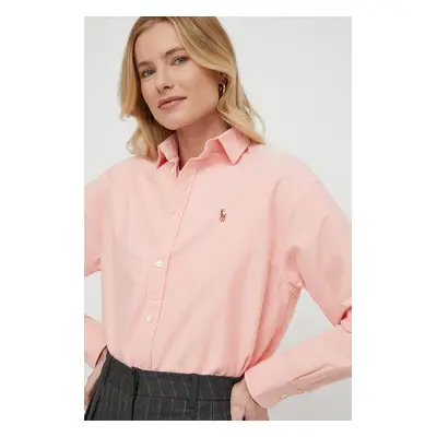 Bavlněná košile Polo Ralph Lauren oranžová barva, relaxed, s klasickým límcem, 211931064