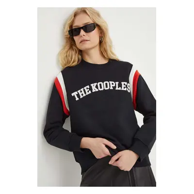 Bavlněná mikina The Kooples dámská, černá barva, s aplikací