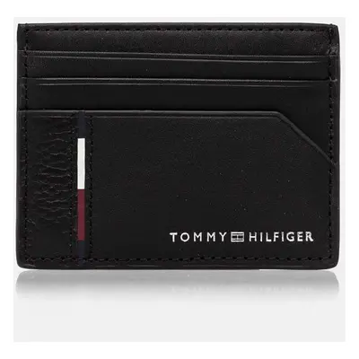 Kožené pouzdro na karty Tommy Hilfiger černá barva, AM0AM12769