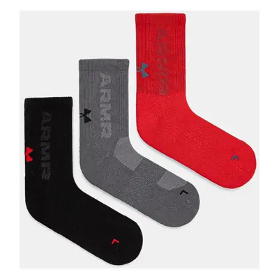 Ponožky Under Armour 3-pack červená barva, 1373084