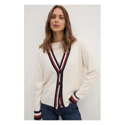 Vlněný svetr Tommy Hilfiger béžová barva, lehký, WW0WW42151