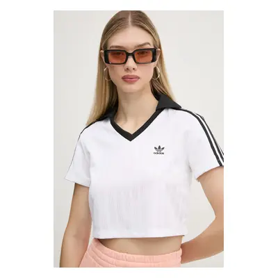 Tričko adidas Originals V-NECK POLO bílá barva, JD2608