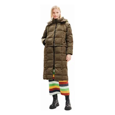 Bunda Desigual dámská, hnědá barva, zimní, oversize