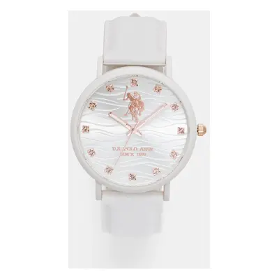 Hodinky U.S. Polo Assn. LUCYCRYSTAL bílá barva, USP8264RG