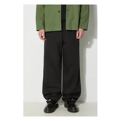 Bavlněné kalhoty Universal Works Fatigue Pant černá barva, jednoduché, 132.BLACK