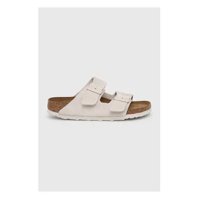 Kožené pantofle Birkenstock ARIZONA SFB dámské, bílá barva, 1024516, 1024516-AntiqWhite