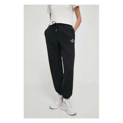 Bavlněné kalhoty adidas Originals černá barva, s aplikací, IT9663