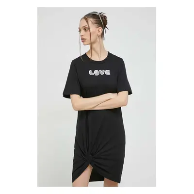 Bavlněné šaty Love Moschino černá barva, mini