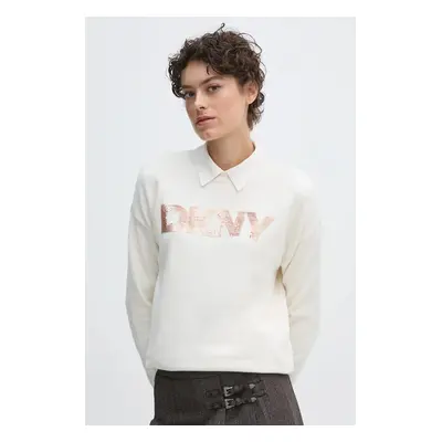 Svetr Dkny dámský, béžová barva, lehký, DJ4R0407