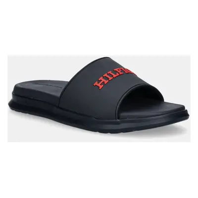 Pantofle Tommy Hilfiger DUAL DENSITY HILFIGER POOL SLIDE pánské, tmavomodrá barva, FM0FM05430