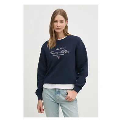 Mikina Tommy Hilfiger dámská, tmavomodrá barva, s aplikací, WW0WW43844