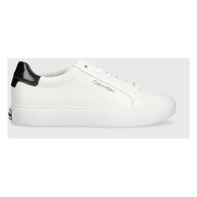 Kožené sneakers boty Calvin Klein VULC LACE UP bílá barva, HW0HW01681