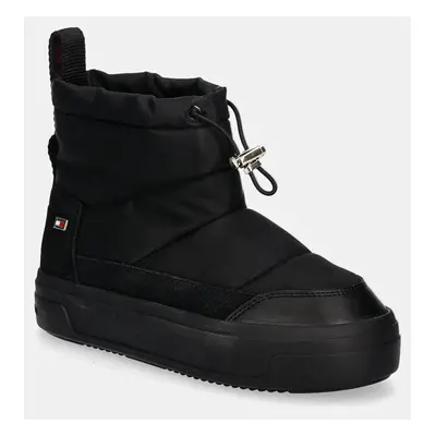 Sněhule Tommy Hilfiger FLAG NYLON MINI SNOWBOOT černá barva, FW0FW08334