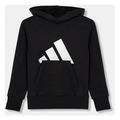 Dětská mikina adidas černá barva, s kapucí, s potiskem, JC7505