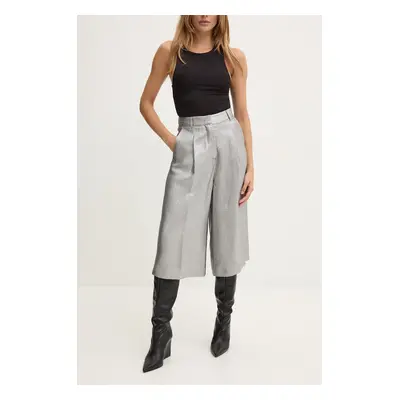 Kalhoty Liu Jo dámské, stříbrná barva, široké, high waist, WF4472 T1021