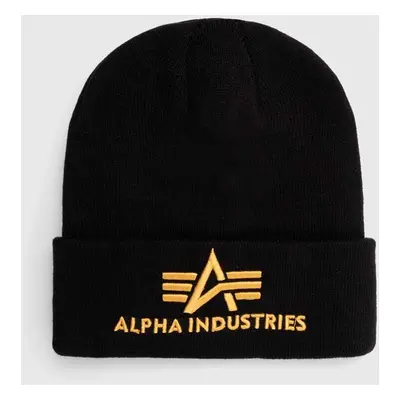 Čepice Alpha Industries 3D Beanie černá barva, z tenké pleteniny, 168910.583