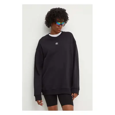 Bavlněná mikina adidas Originals Essential dámská, černá barva, hladká, IY9630