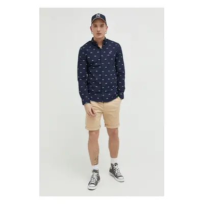 Košile Tommy Jeans tmavomodrá barva, regular, s límečkem button-down