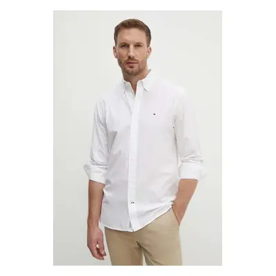 Bavlněná košile Tommy Hilfiger bílá barva, regular, s límečkem button-down, MW0MW25035