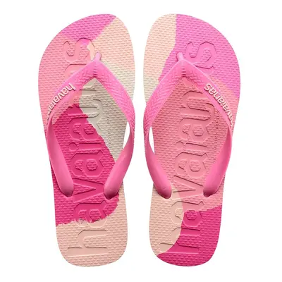 Žabky Havaianas TOP LOGOMANIA COLORS II dámské, růžová barva, na plochém podpatku, 4147526-0129