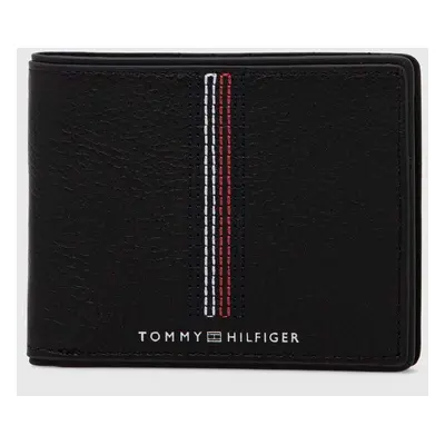 Kožená peněženka Tommy Hilfiger černá barva, AM0AM12528