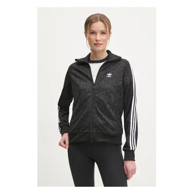 Mikina adidas Originals SNAKE FB TT dámská, černá barva, vzorovaná, JI8404