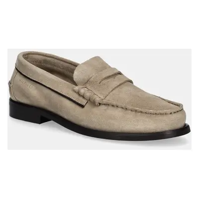 Semišové mokasíny Tommy Hilfiger CLASSIC HILFIGER SUEDE LOAFER pánské, béžová barva, FM0FM05363