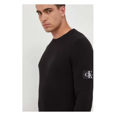 Bavlněný svetr Calvin Klein Jeans černá barva, lehký, J30J323989