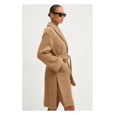 Vlněný kabát Max Mara Leisure hnědá barva, přechodný, oversize, 2426906018600