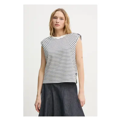 Bavlněný top G-Star Raw béžová barva, D26457-D979