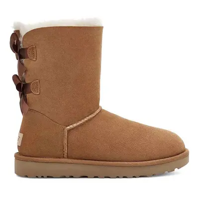 Boty UGG Classic Bailey Bow II dámské, hnědá barva, na plochém podpatku, zateplené, 1016225-CHE