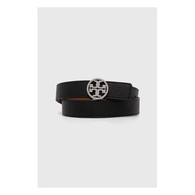 Oboustranný kožený pásek Tory Burch 1" Miller Reversible dámský, černá barva, 138935.002