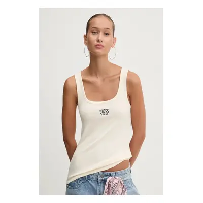 Top Guess Jeans dámský, béžová barva, W4BP43 KA0H1