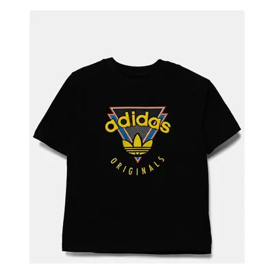 Dětské bavlněné tričko adidas Originals černá barva, s potiskem, JN4533