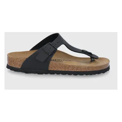 Žabky Birkenstock Gizeh dámské, černá barva, na plochém podpatku, 43693